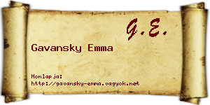 Gavansky Emma névjegykártya